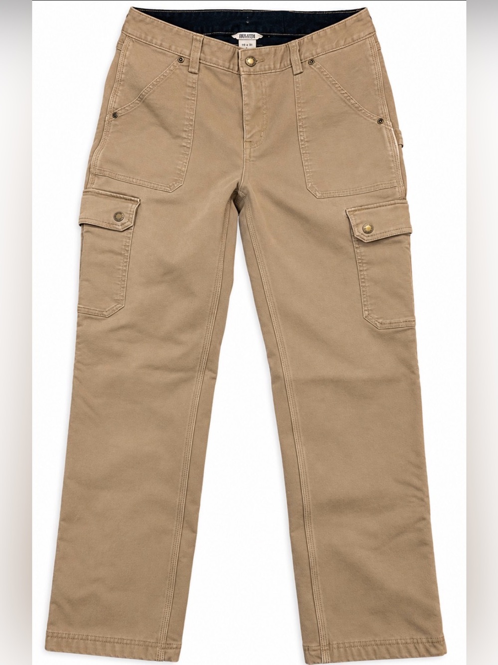 Duluth Flex Fire Hose Fleece Lined Cargo Pants Khaki Women’s 10